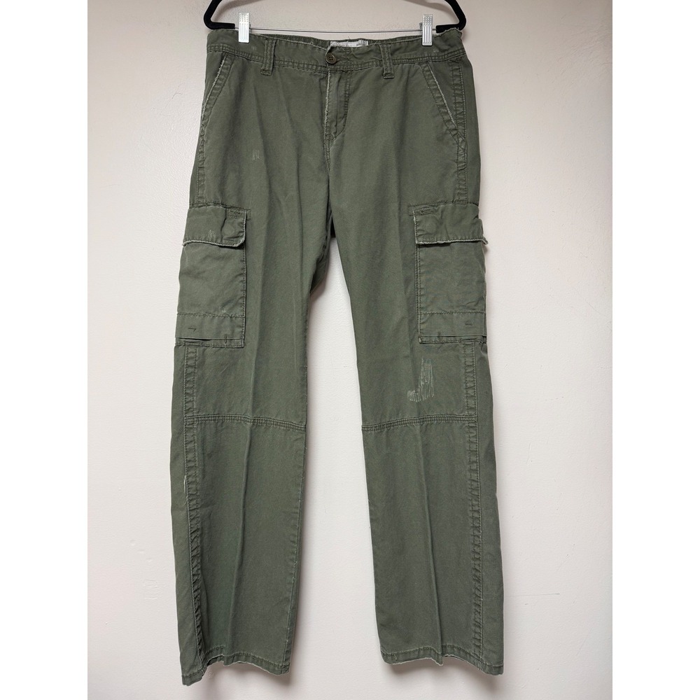 Seven7 Cargo Pants Men 34 Olive Green Good Distressed Utility Cotton 6210